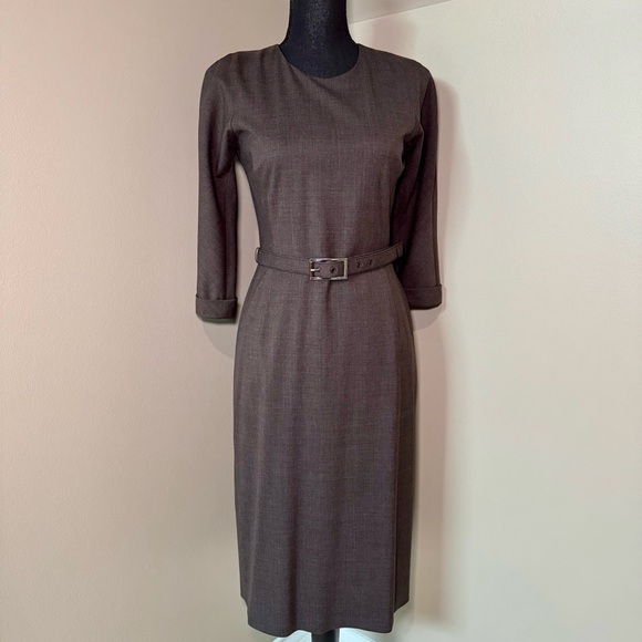 Hugo Boss Dresses & Skirts - Hugo Boss women’s Dundee1 gray virgin wool belted dress US size 6